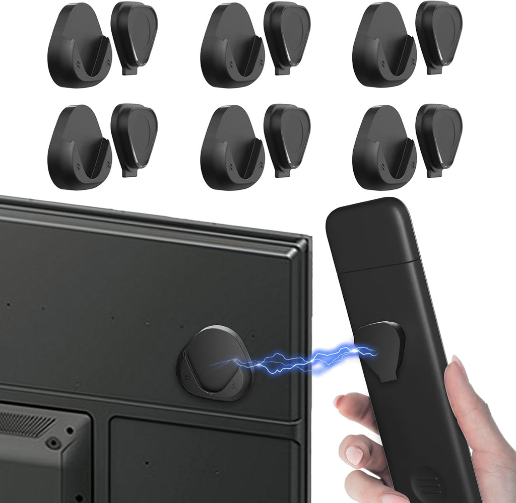 Magnetic Remote Control Holder Wall Mount, [Upgraded with Adhesion Promoter] TV Remote Holder Organizer for Bed Headboard & Nightstand, No Drill Sticky Remote Caddy for Roku (Black, 6 Pack)