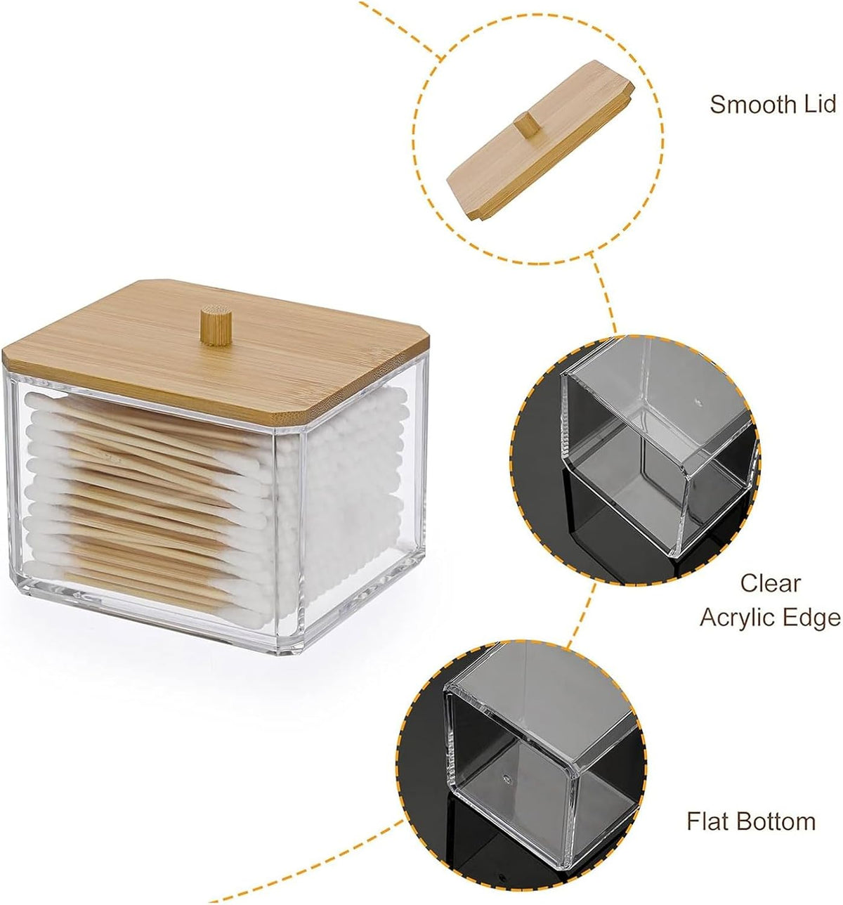 Hipiwe Acrylic Q-Tip Holder Dispenser with Lid Clear Bathroom Canisters