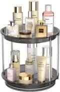 Rotating Makeup Organizer, Perfume Skincare Holder, 2 Tier 9 Inch, Gray
