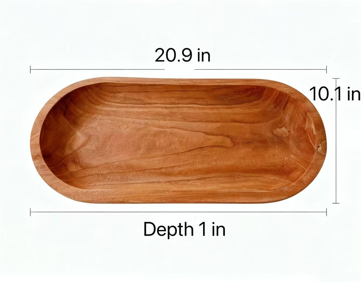 Large Wooden Dough Bowls 20"x10" One-piece Whole Wood Wooden Bowl Hand Carved Home Decor for Dining Table Center, Living Room, Kitchen Decor