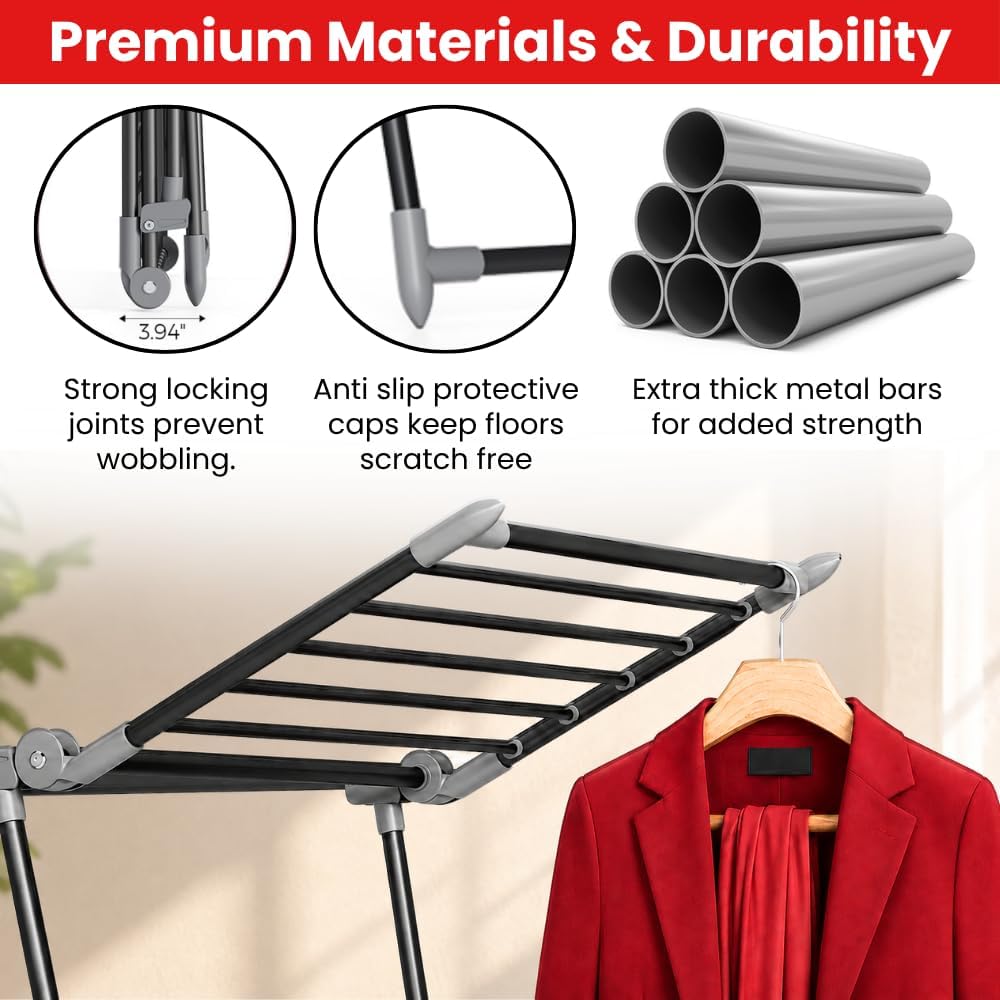 Foldable Clothes Drying Rack | Heavy Duty | 66 lb Capacity | Space Saving