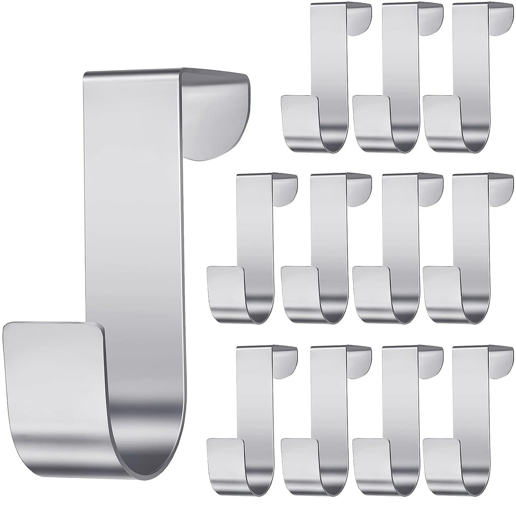 Hotop 12 Pcs Over Door Hooks for Hanging Metal Z Shaped 1 Inch, Silver