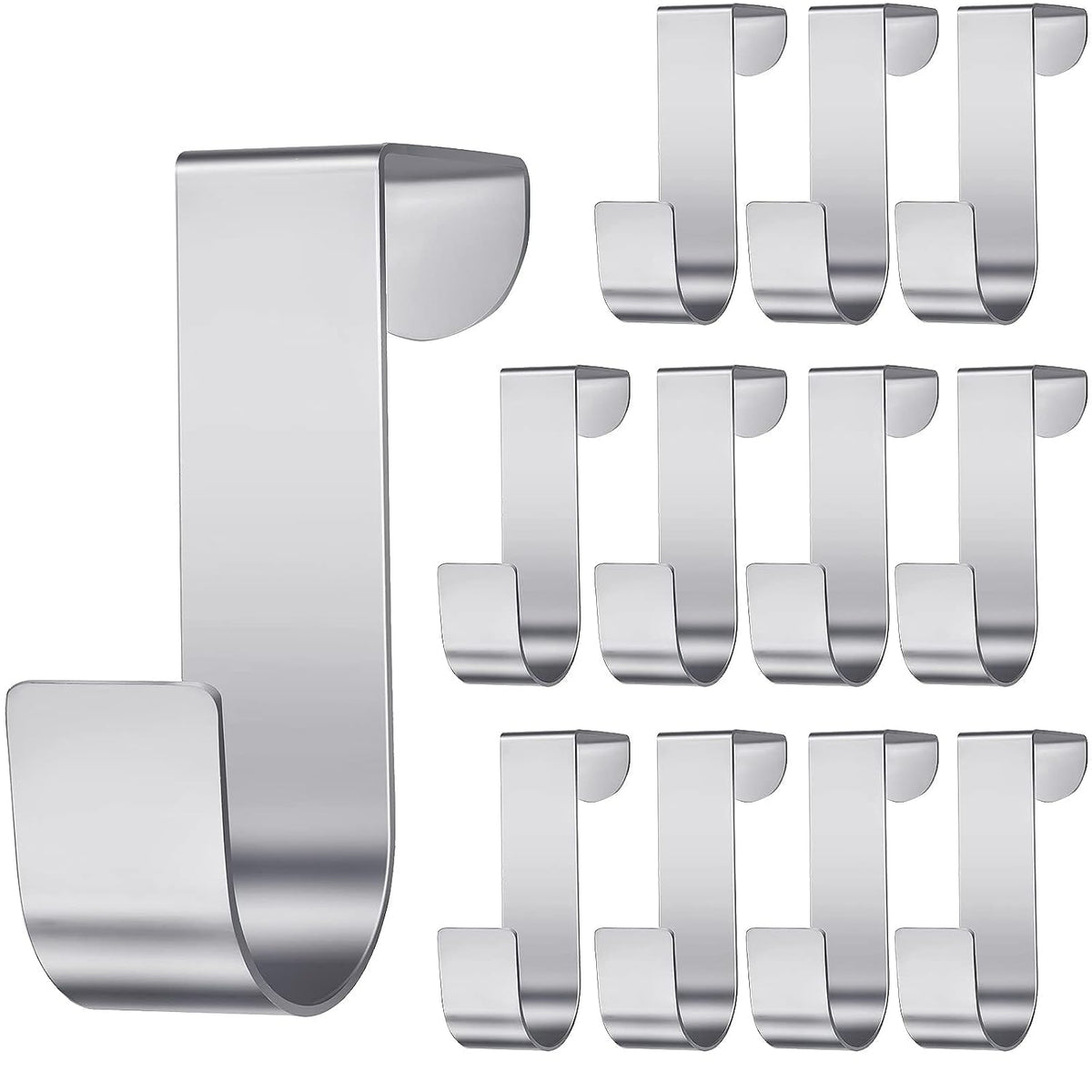 Hotop 12 Pcs Over Door Hooks for Hanging Metal Z Shaped 1 Inch, Silver