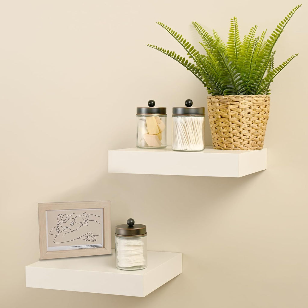 SheeChung 3 Pack Glass Apothecary Jars with Acrylic Vanity Tray