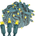 Novelty Lights 11ft 50 LED Yellow Christmas Lights, Green Wire, UL Listed