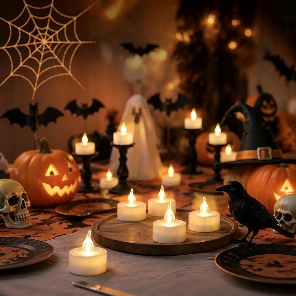 Cozeyat 12pcs Led Tea Lights with Timer Function(6Hrs On 18Hrs Off) Mini Flameless Candles Warm White Flickering Battery Operated Tealights for Christmas Wedding Halloween Party Home Decoration
