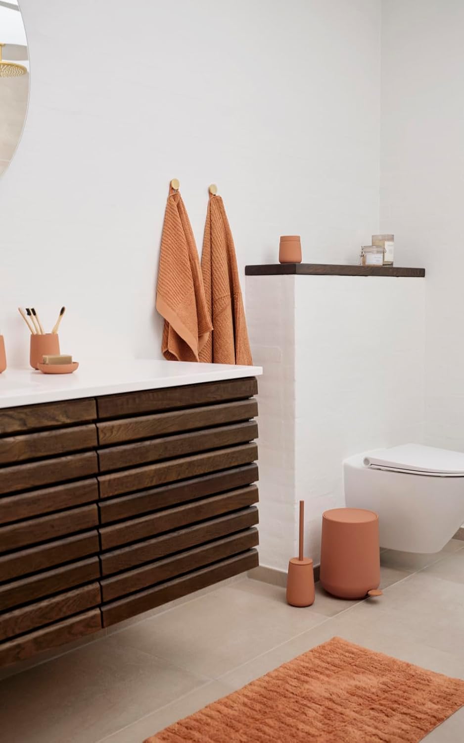 Zone Denmark Nova One Ceramic Toilet Brush with Brush Holder, Soft Touch Coating, Diameter 10.3 cm, Height 37 cm, Mandarin