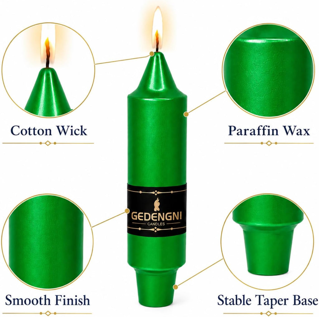 Short Taper Candles 4 Pack,5 Inch Metallic Green Candle Sticks