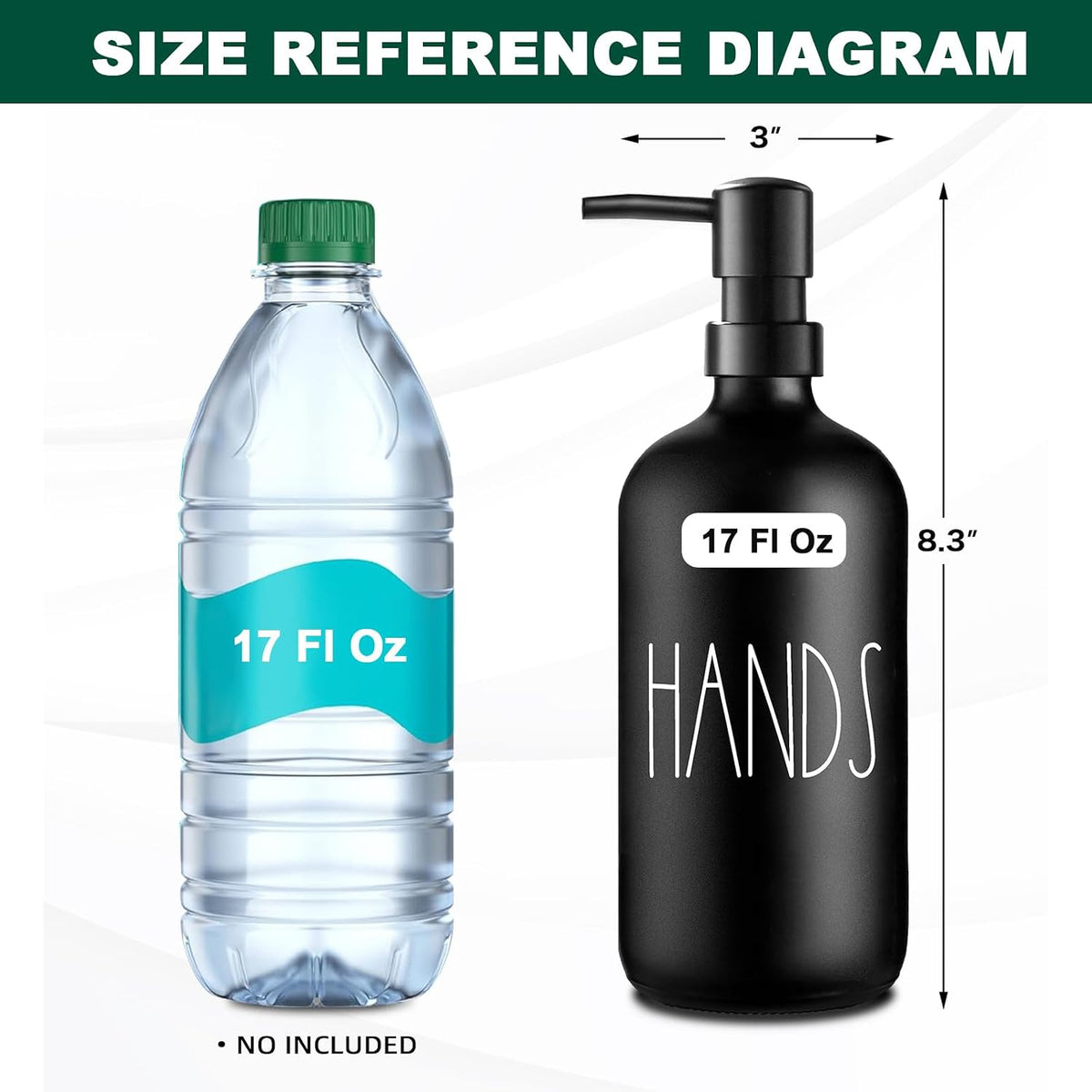 VIMERPA Hand Soap Dispenser, Matte Black Soap Dispenser for Bathroom, Glass Hands Liquid Dispenser with Plastic Pump, 17 Fl Oz Refillable Lotion Soap Bottle Container, Farmhouse Kitchen Decor