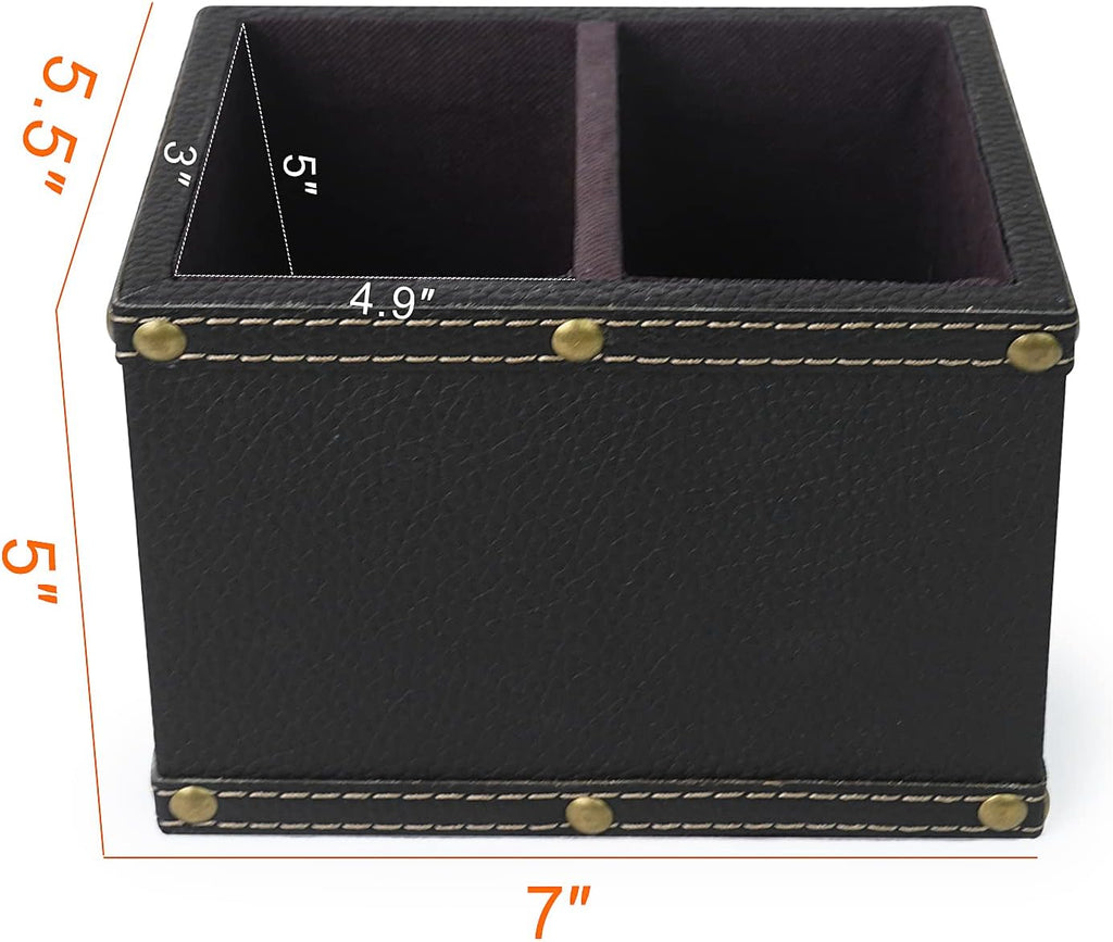 DreamsEden 2 Slots Wood Remote Control Holder Storage Box (Black)