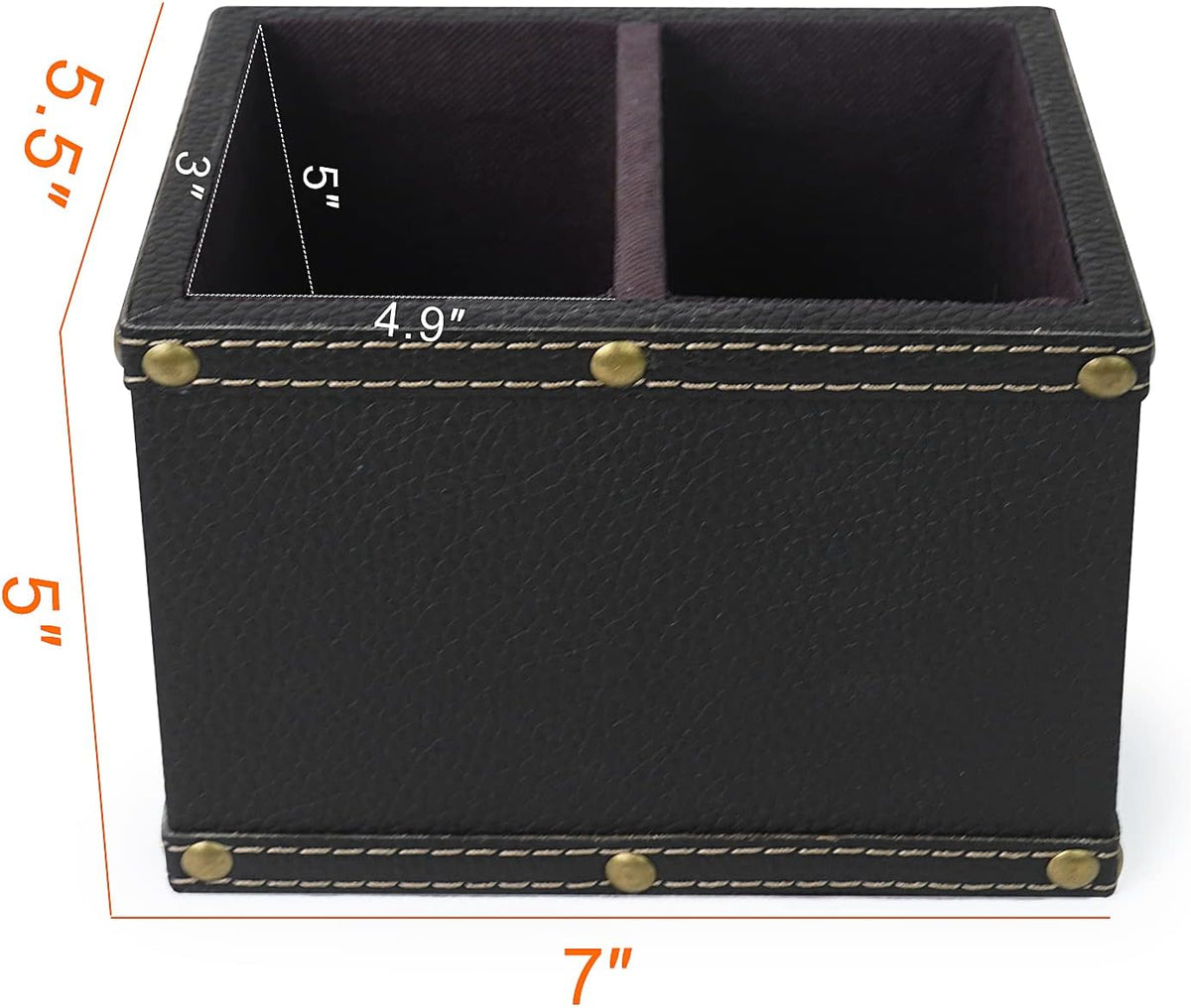 DreamsEden 2 Slots Wood Remote Control Holder Storage Box (Black)
