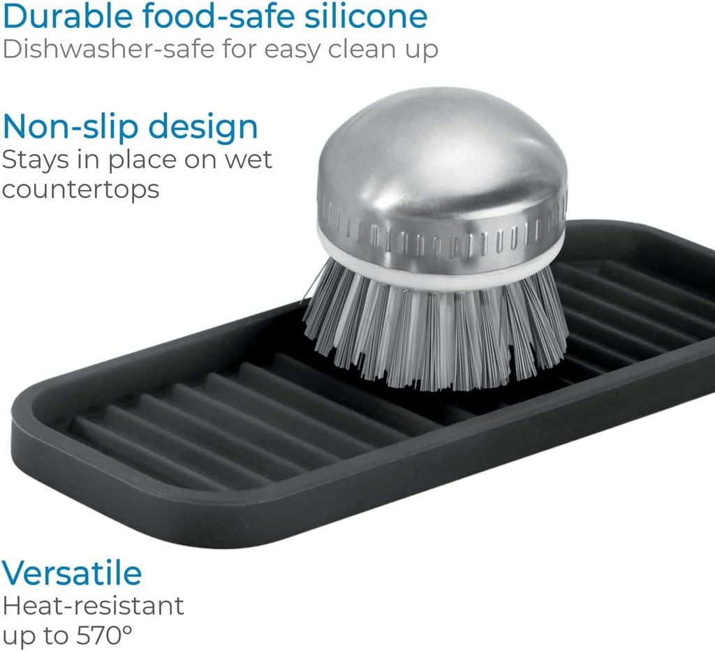iDesign Silicone Kitchen Sink Tray, Black