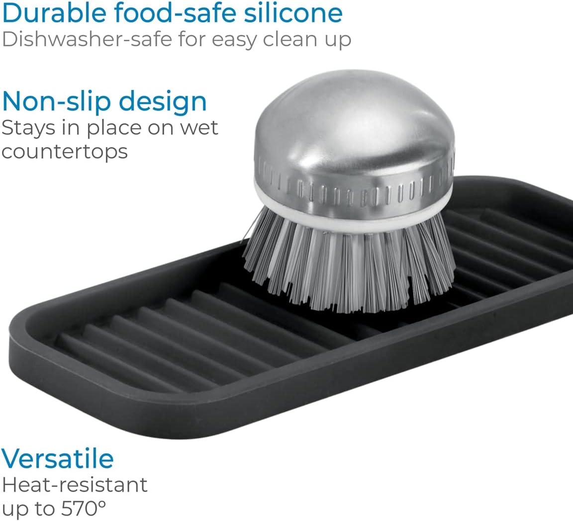 iDesign Silicone Kitchen Sink Tray, Black