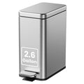 Cesun 2.6 Gallons Small Bathroom Trash Can with Lid Soft Close, Silver