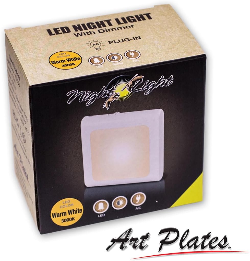 Art Plates Dimmable LED Night Light - Rustic Black Bear Print - Plug-in with Dusk to Dawn Sensor, Adjustable Brightness - Ideal for Bathroom, Bedroom, Cabin, Hallway, Kitchen