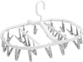 Premium Foldable Clothes Drying Hanger with 24 Clips, Anti-Rusty Plastic Drying Rack for Socks, Lingeries, Delicates and Baby Clothes (Grey)