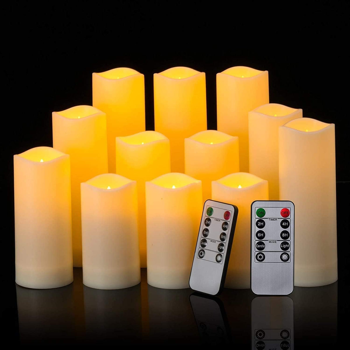 Flameless Candles with Remote Control Waterproof Outdoors & Indoors, Battery Candles with Remote Timer, Decorative Remote Led Candles. (D 2.2''X H 4'' 5'' 6'' 7'') -12-Pack.