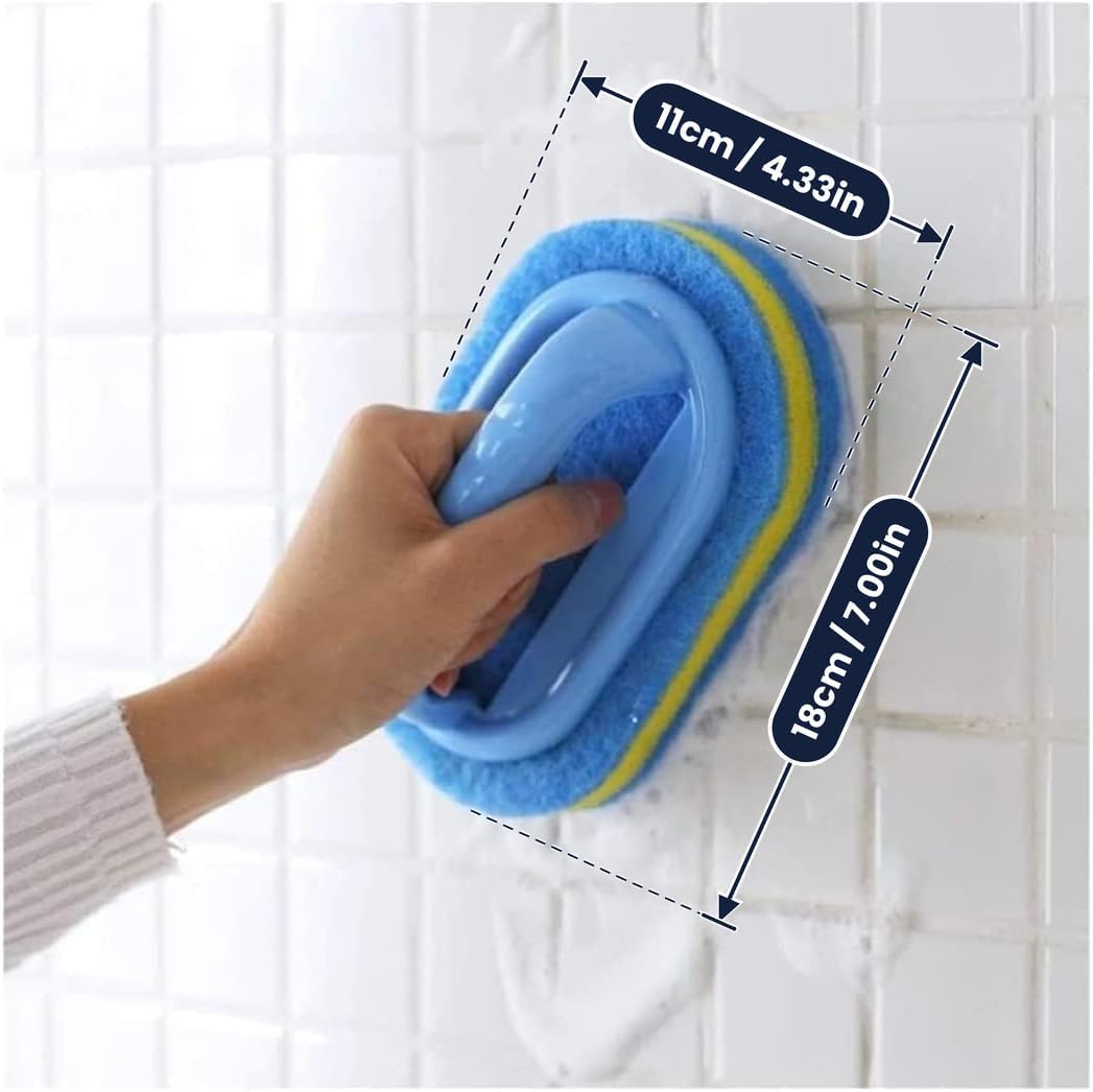 KOKSI Cleaning Brush for Bathroom Kitchen Bathtub Toilet Cleaner All Purpose Shower Sponge Scrubbing Brush with Ergonomic Handle