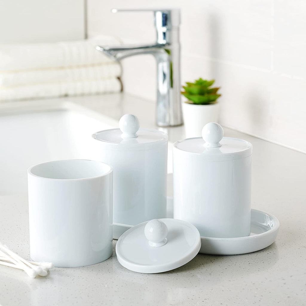 SheeChung Acrylic Vanity Tray, Bathroom Makeup Organizer Countertop, White