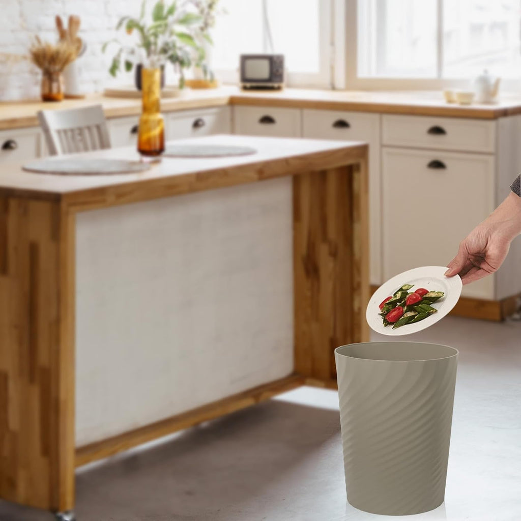 UUJOLY Plastic Small Bathroom Trash Can Wastebasket Garbage Can, Khaki