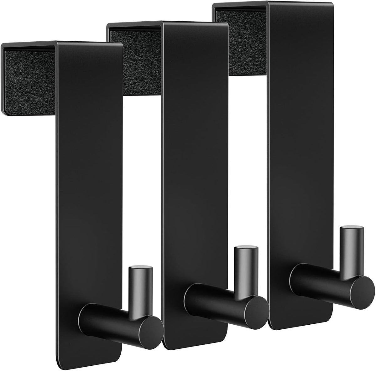 Optish 3 Pack Over the Door Hooks, Heavy Duty Black Door Hanger Coat Hook for Hanging, Over Door Towel Hook for Hat, Bag, Bathrooms, Bedroom, Fits 1-3/4'' Thick Door