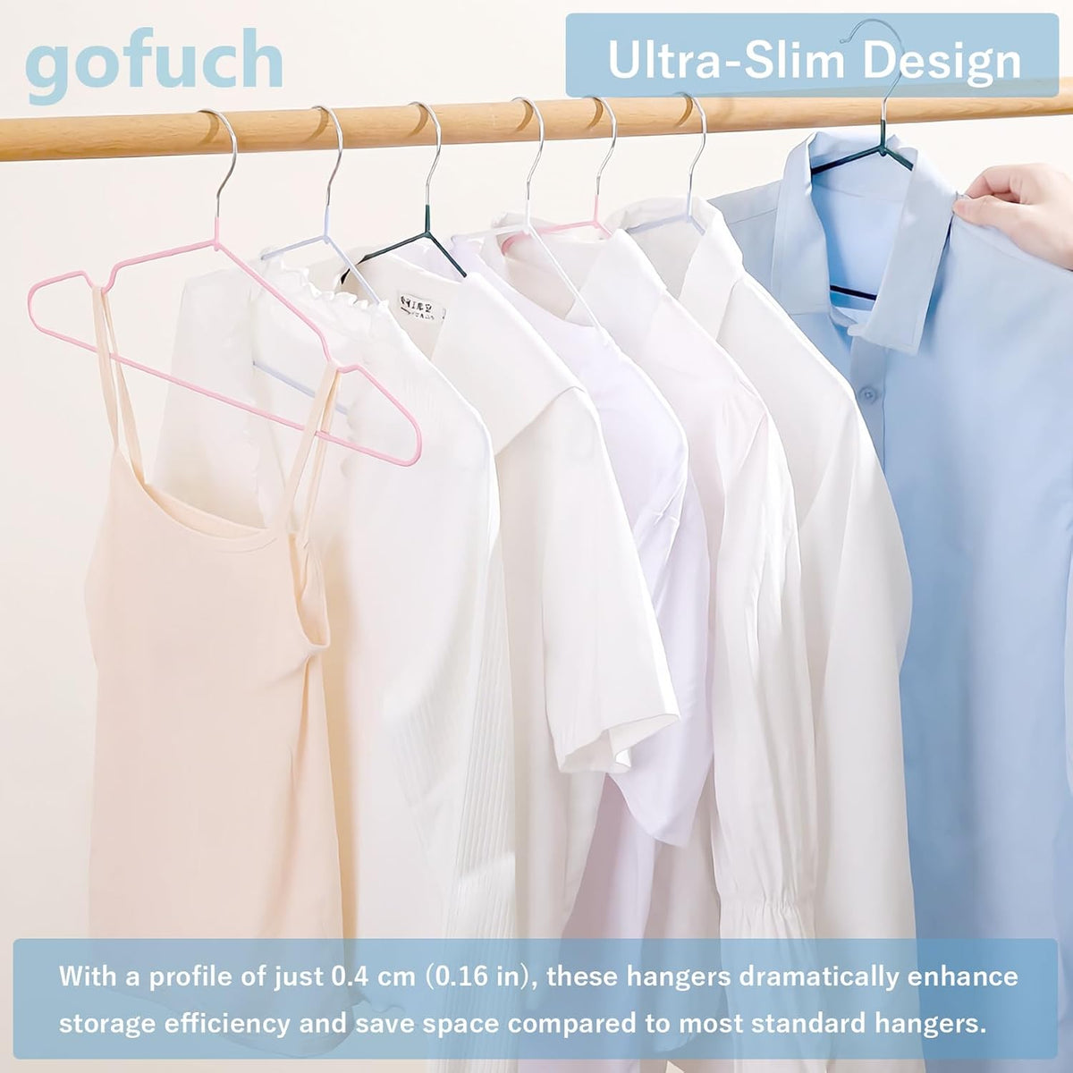 Ultra-Thin Metal Hangers, 50 Pack Non-Slip PVC Coated Space Saving Clothes Hangers for Closet, 16 inch Wide for Suits, Dresses, Jackets（Gray）