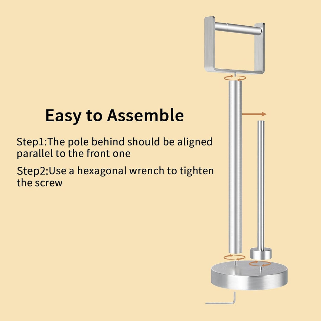YUMORE Toilet Paper Holder Stand with Storage Weighted Base, Brushed Nickel
