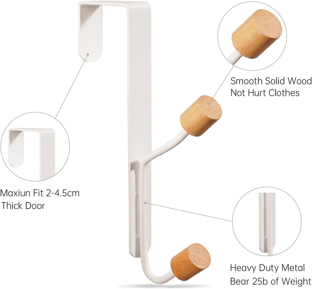 HYMIKO Over The Door Hooks, 2 Pack Metal Door Hanger Organizer