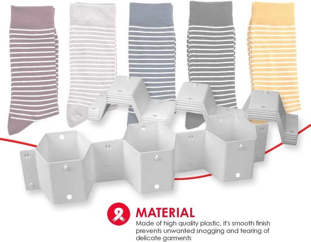 Home Basics Hexagon Pattern Honeycomb Easy Snap On 8 Piece Plastic Partition Customizable Drawer Divider Organizer Set for Undergarments, Socks, Belts, Ties, Handkerchiefs, White (2)