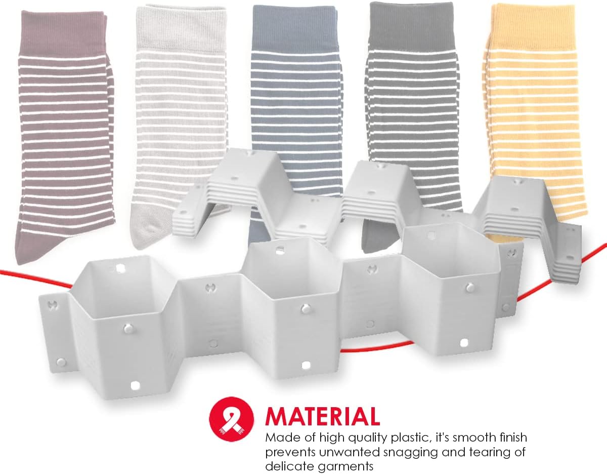 Home Basics Hexagon Pattern Honeycomb Easy Snap On 8 Piece Plastic Partition Customizable Drawer Divider Organizer Set for Undergarments, Socks, Belts, Ties, Handkerchiefs, White (2)