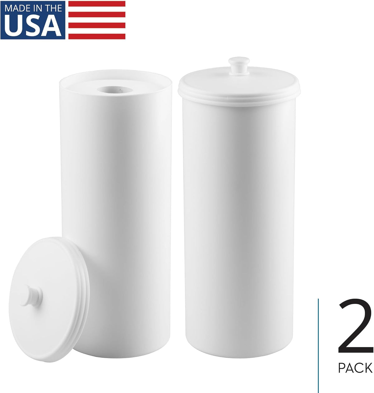 iDesign Freestanding Bathroom Toilet Paper Storage Holder, 2-Pack, White