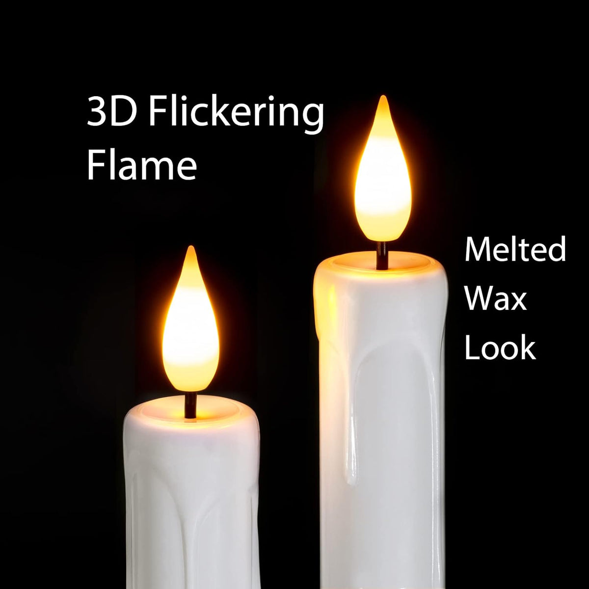 Homemory 48 Pcs Plastic Flameless Taper Candles with Remote Timer Dimmer, Taper Candles Battery Operated with Flickering Light, White Led Candlesticks for Wedding Party Holiday Decoration 9.6 Inches