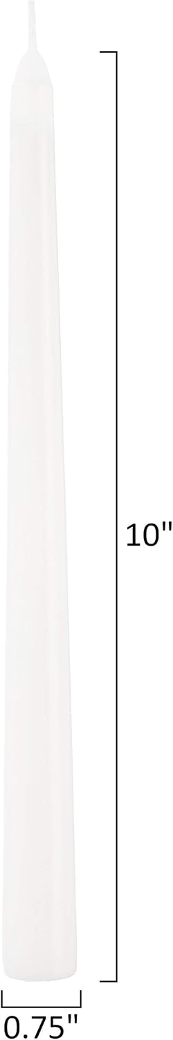 Unscented Taper Candles for Home – 10 Inch Tall Clean Burning Candlesticks | Perfect for Weddings, Parties, Home Décor | White | 12 Pack