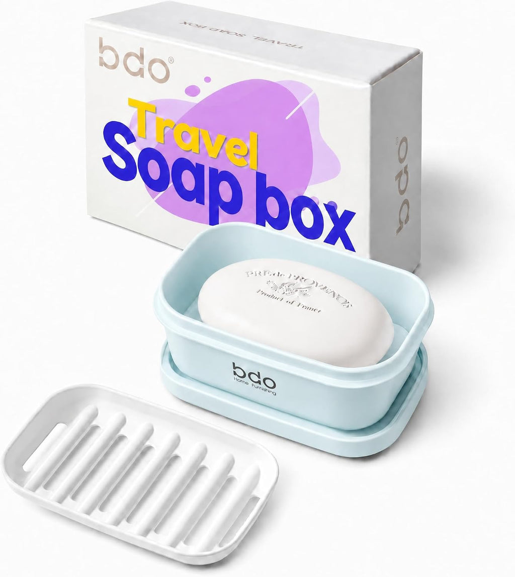 Travel Essentials Soap Holder with Lid Green,Leakproof Soap Dish with Drainage Layer,Portable Travel Soap Bar Case for Camping,Gym,Bathroom,Kitchen,Dormitory,Hotel
