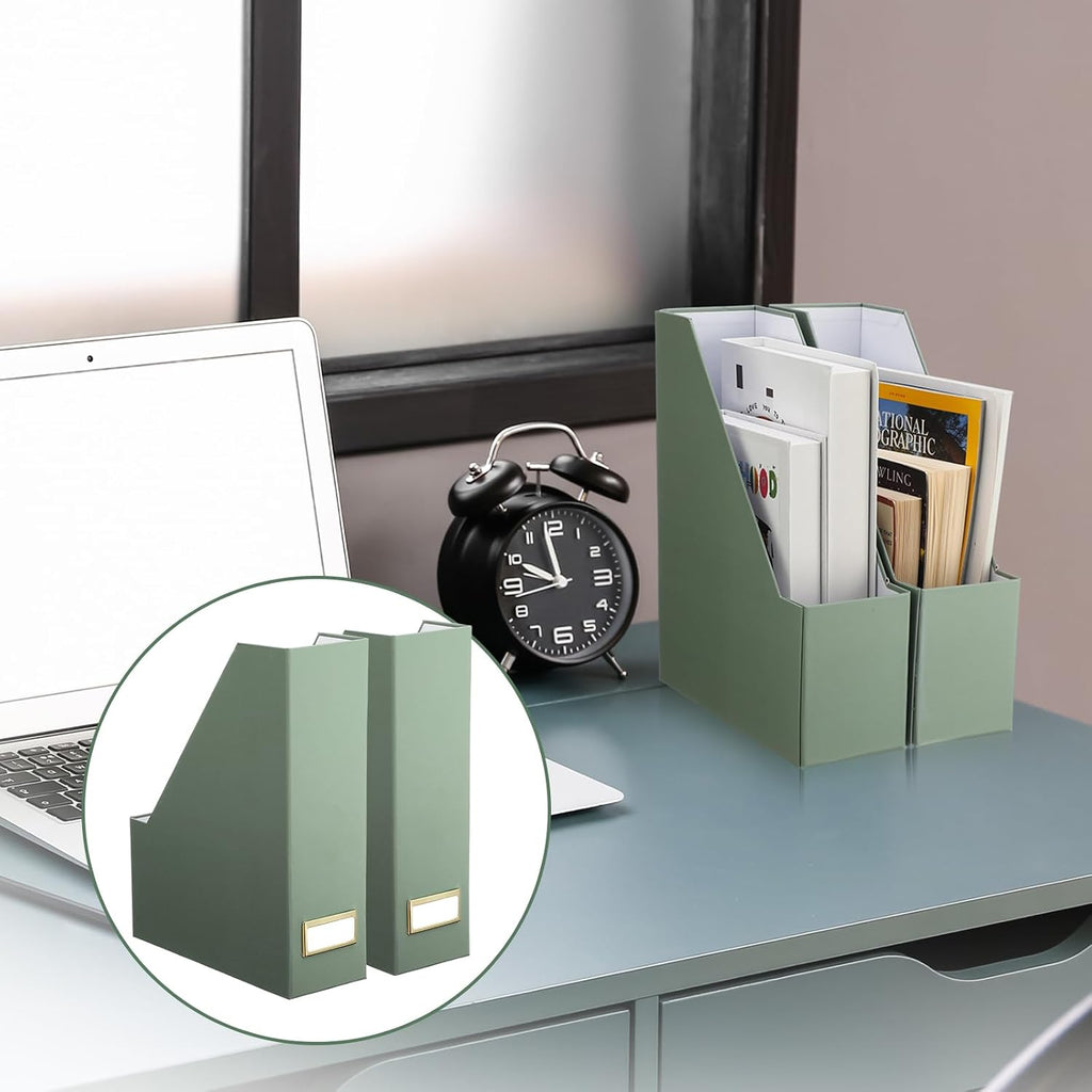 Feifeiya Magazine Holder Set of 6 Cardboard File Holder Desk, Sage Green