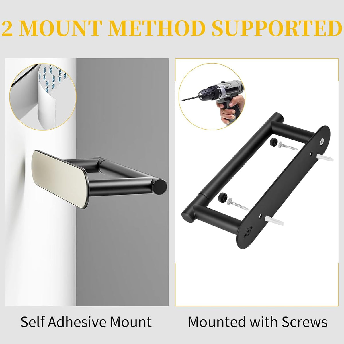 BESy Toilet Paper Holder, Bathroom Tissue Holder Wall Mount Matte Black