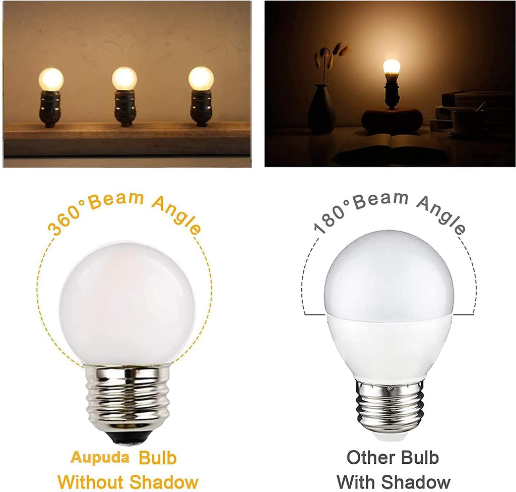 G40 E26 LED Bulbs, 1.5W Low Watt, 2700K Warm White, Night Light, 6Pack
