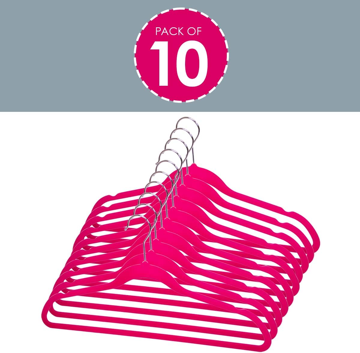 Home Basics Clothes (Pack of 10), Fuchsia, Velvet Hangers