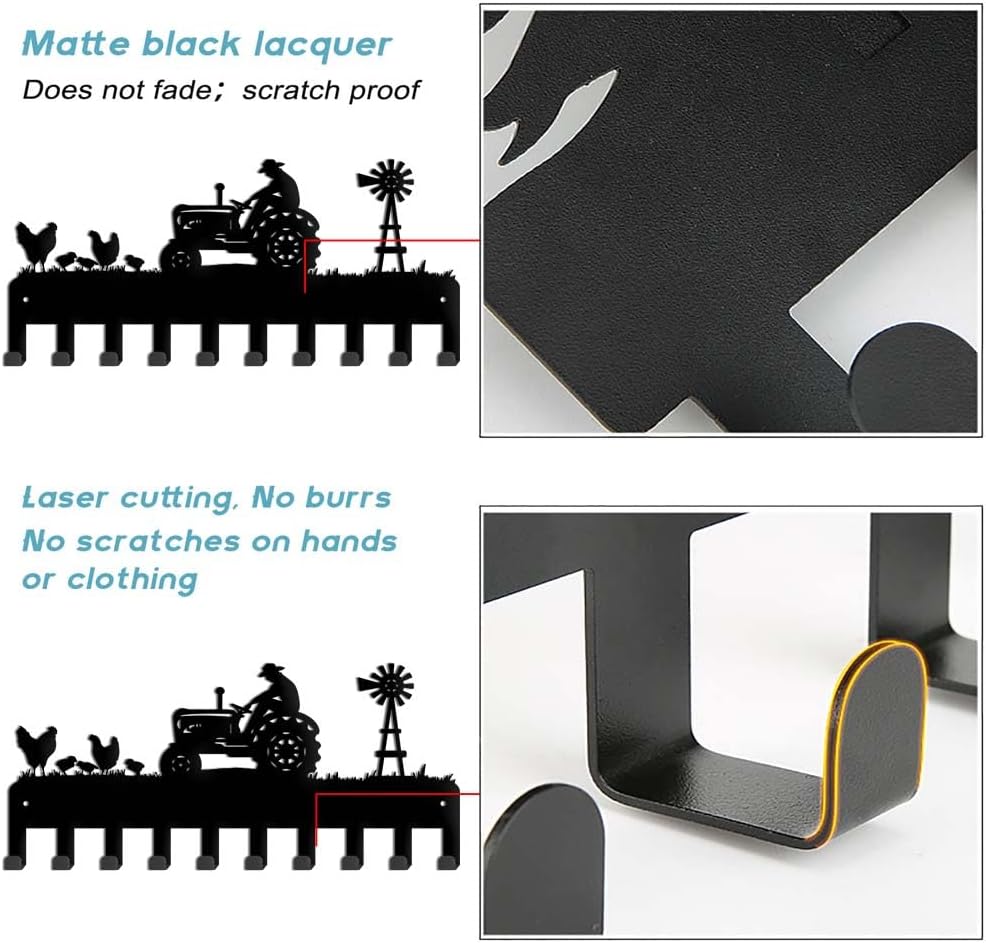 SUPERDANT Farm Metal Key Holder Farm Tractor Wall Mounted Key Organizer Key Hanger with Hooks Home Storage Hat Cloth Necklace Living Kids' Room Door Home Wall Decoration 33×15cm
