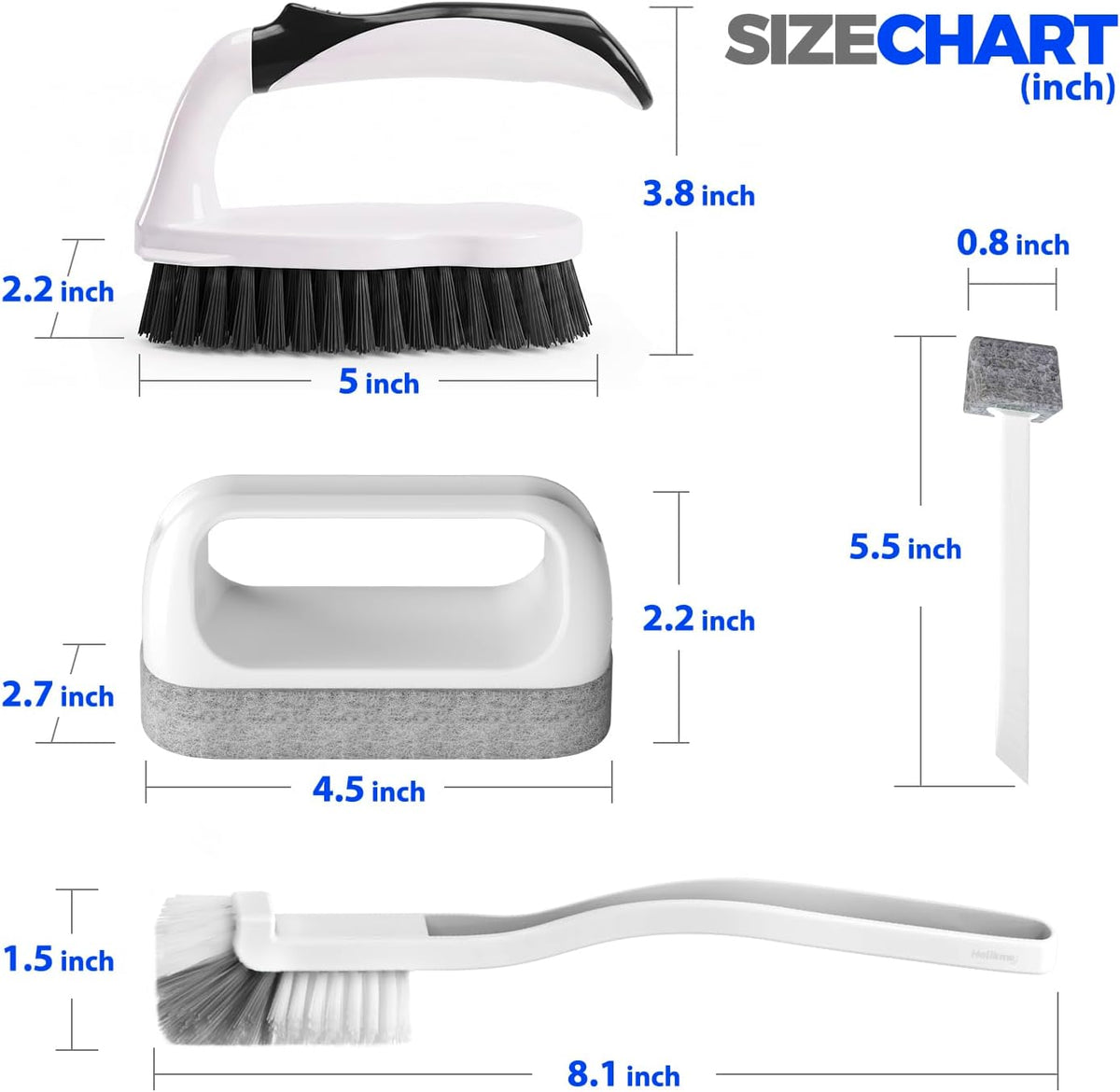 Holikme 7 Pack Cleaning Brush Scrub Brush Kitchen Brush for Floor,Black