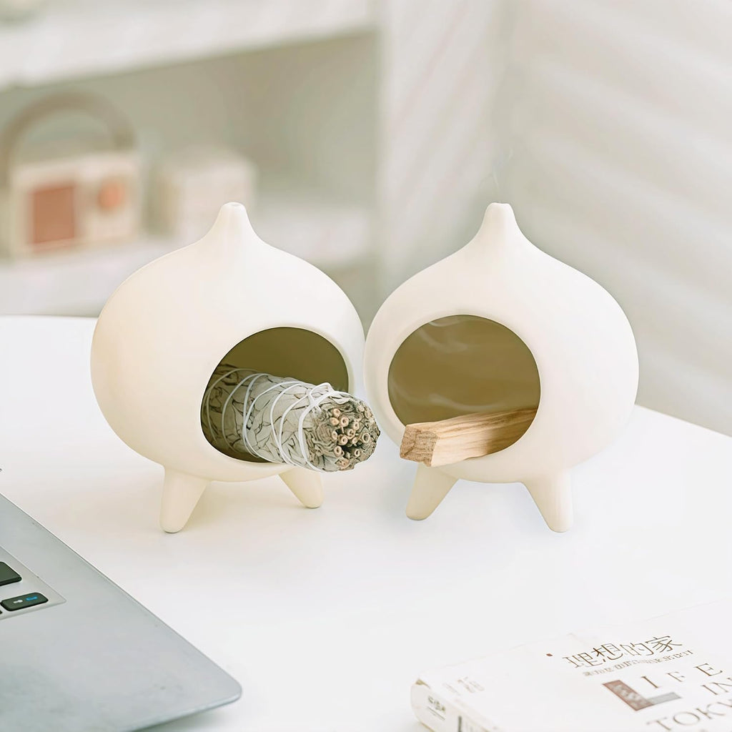 Ceramic Palo Santo Holder & Cone Incense Burner - Mini Chimney