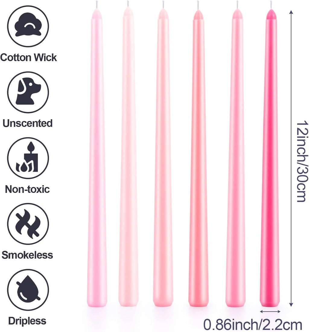 12 Inch Taper Candles Set of 6 Unscented Long Burning Smokeless Long Tall Tapered Candles for Candlesticks Sticks Wedding Home Christmas Decor Dinner