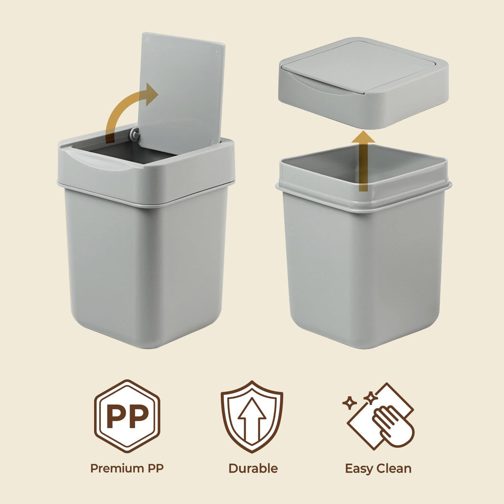 carrotez Coffee Bar Mini Trash Can, 0.5 Gal / 2L - Gray