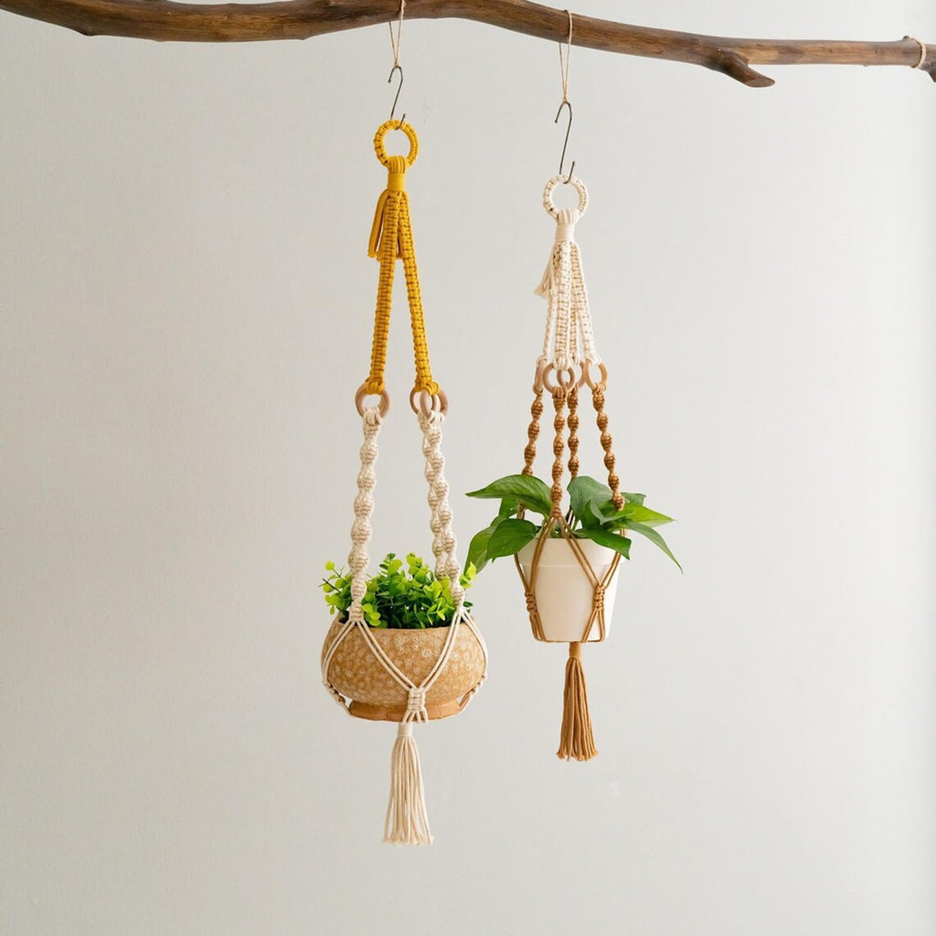 Macrame Plant Hangers Indoor, 3 Pack Ceiling Flower Pot Holder Macrame Plant Pots, Decorative Boho Plant Holders Set Macrame Hanging Planters（Does not Include Flower pots or Green Plants）