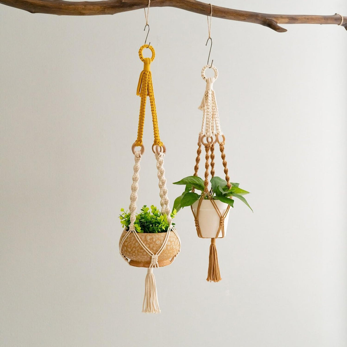 Macrame Plant Hangers Indoor, 3 Pack Ceiling Flower Pot Holder Macrame Plant Pots, Decorative Boho Plant Holders Set Macrame Hanging Planters（Does not Include Flower pots or Green Plants）