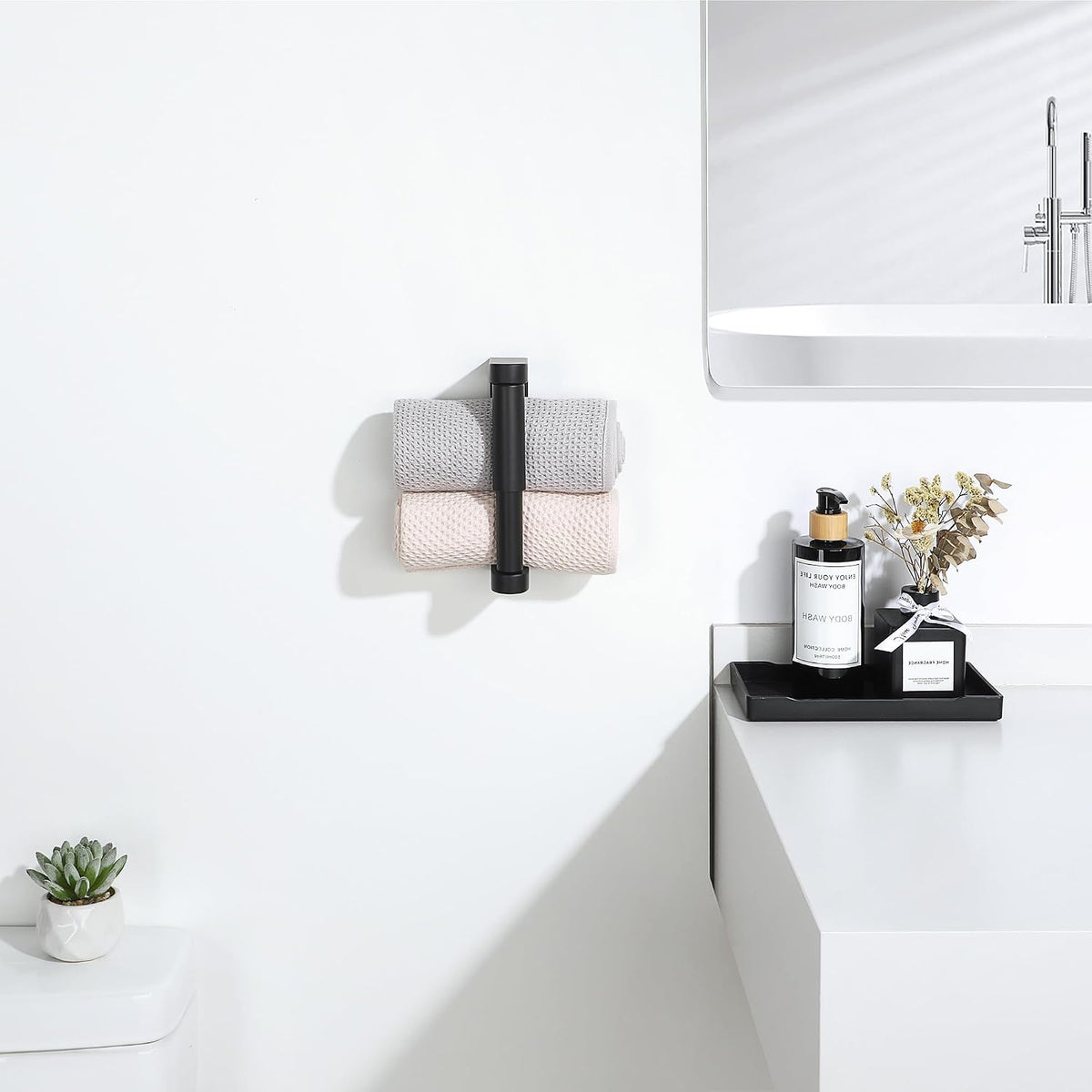 Alise Black Toilet Paper Holder Wall Mounted with Adhesive or Wall Drilling