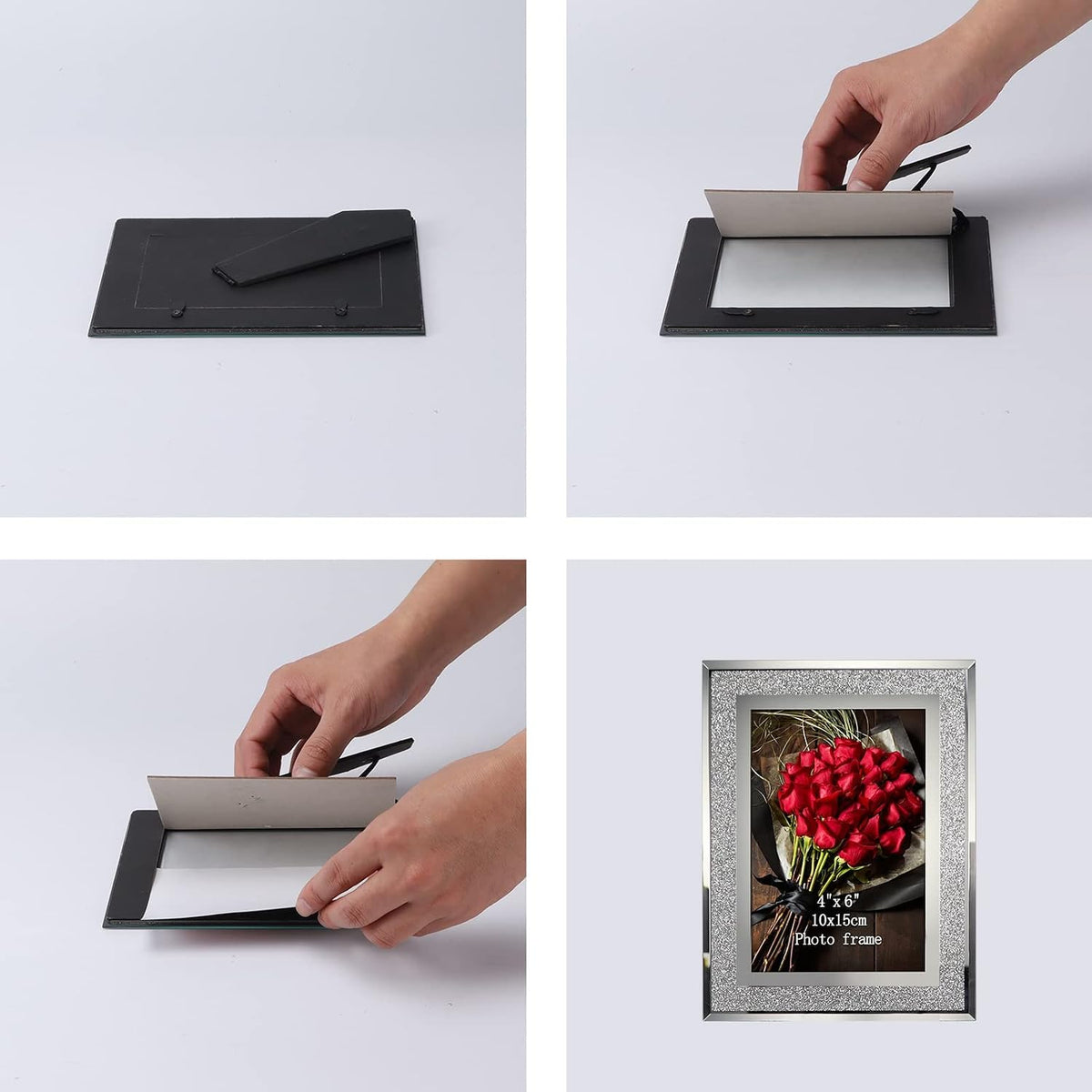 Calenzana 4x6 Picture Frame Sparkle Glass Photo Frames Set for Tabletop, 2 Pack