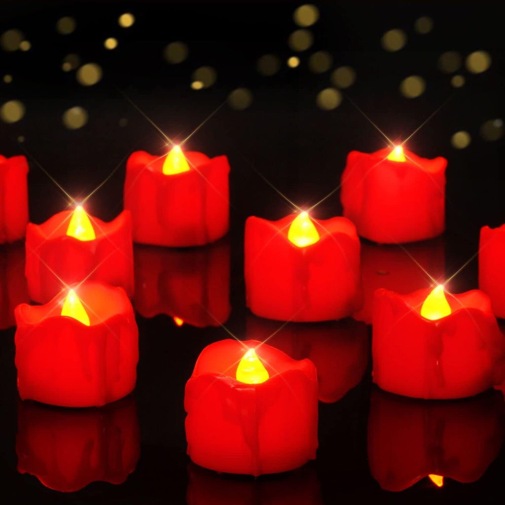 Homemory 48Pcs Halloween Red Dripping Flameless LED Candles,1.58"x 1.2"