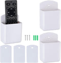 3 Pack Remote Control Holder Wall Mount, Adhesive Remote Holder with Screw Installation Storage Organizer for TV/Media/Air Conditioner Remotes For Home Office School White