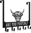 Kathfly Classic Highland Cow Over Door Towel Rack 5 Hooks Black